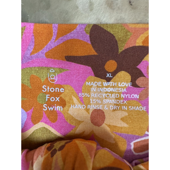 NWT Stone Fox Swim Lele Pink Strapless Bandeau Top Retro Pop XL Hippie Floral - Picture 4 of 7